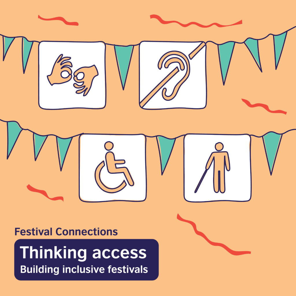 This series of 5 panels summaries key points from the workshop 'Thinking access: Building inclusive festivals'
