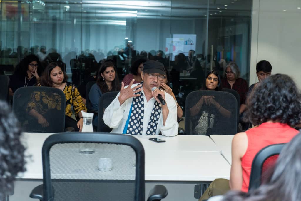 Sridhar Rangayan from KASHISH Mumbai International Queer Film Festival responding to an audience question. Photo: Arts and Culture Resources India