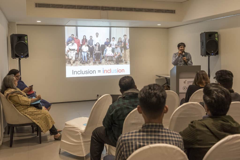 Siddhant Shah - Founder, Access for ALL, speaks at Festival Connections in Nov 2019 on diversity and inclusion at festivals in Bengaluru & Kolkata. Photo: Arts and Culture Resources India