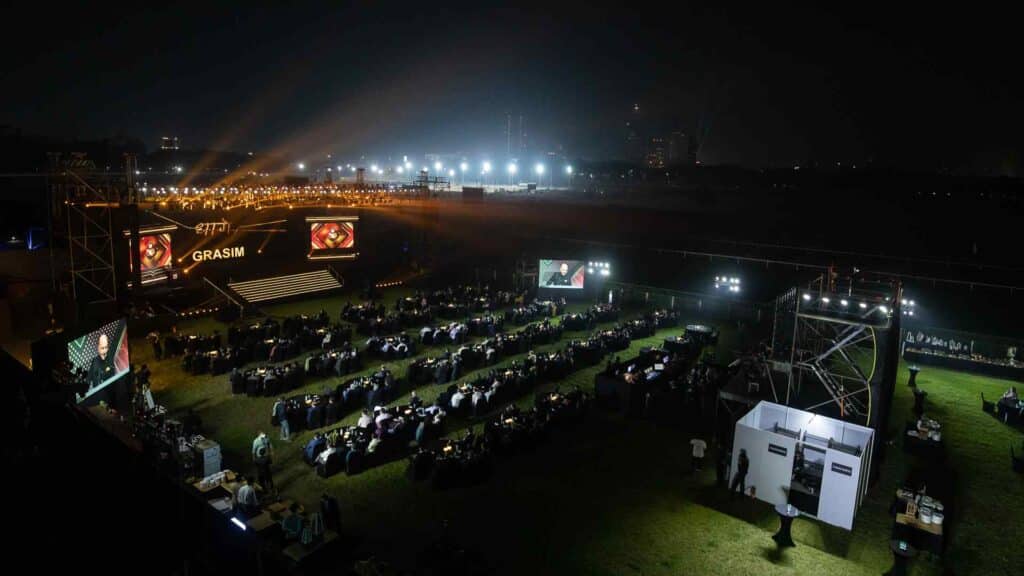 An aerial view of the 75 year celebration of Grasim Industries Ltd., a company under the Aditya Birla Group. Photo: Hyperlink Brand Solutions