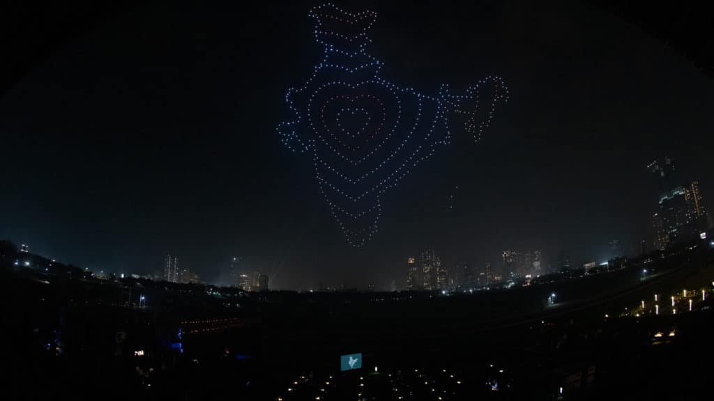 A shot of the drone show conducted for the ABG's Grasim Industries 75 Year Celebration. Photo: Hyperlink Brand Solutions