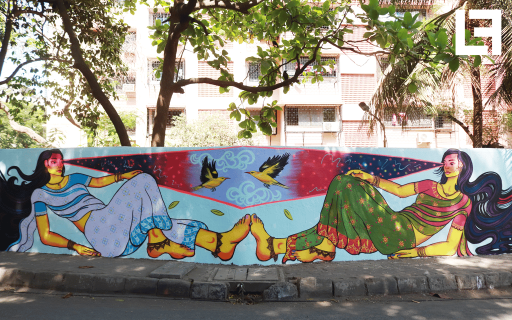 Artwork by Lena McCarthy at Ladies First Street Art Mumbai 2019. Photo: Sahil Shikalgar