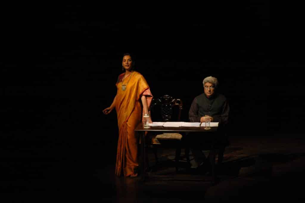 Shabana Azmi and Javed Akhtar in Sheeshon Ka Maseeha at Ranga Shankara Theatre Festival. Photo: Ranga Shankara