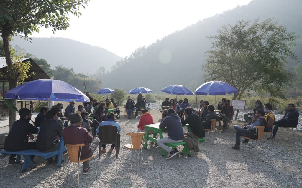 Open-air panel discussion at Kautik International Film Festival 2021. Photo: Yogi