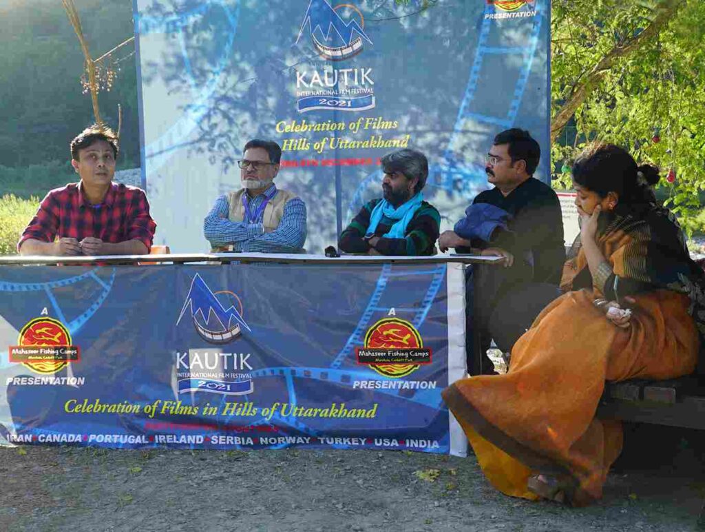 Ranjan Ghosh, Prashant Naik, Shrikant Verma, et. al. at Kautik International Film Festival 2021 panel discussion. Photo: Yogi