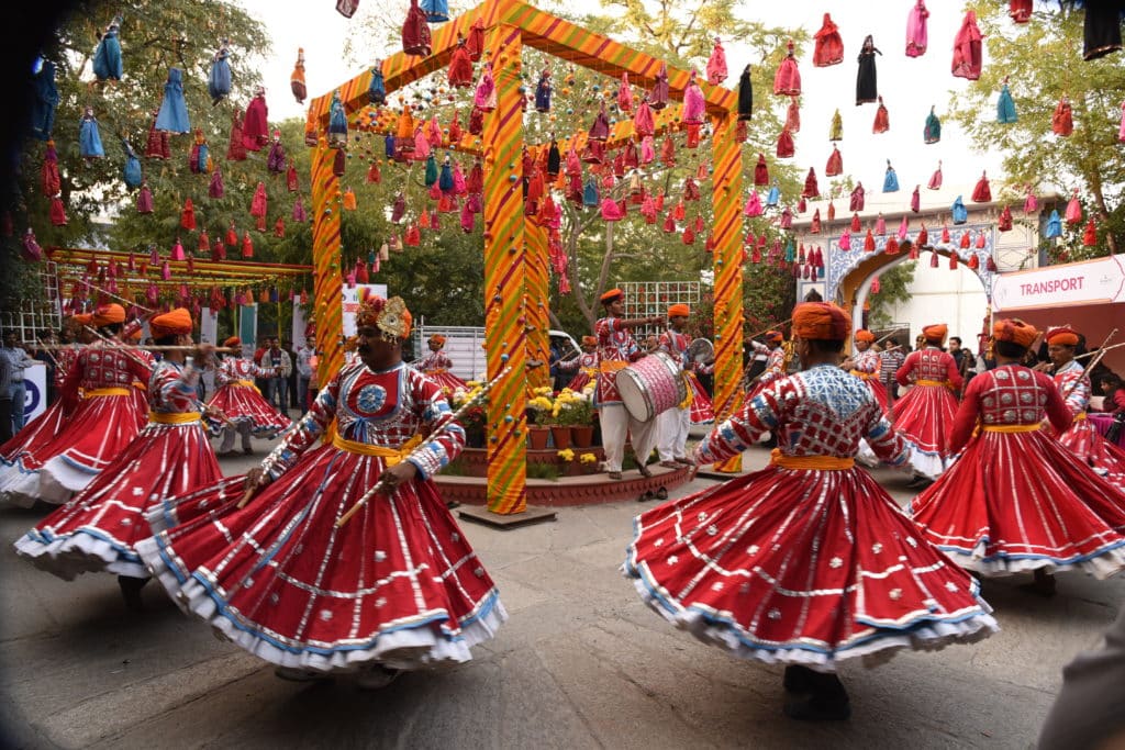Rajasthani folk dancers at Jaipur Literature Festival. Photo: Jaipur Literature Festival Archives