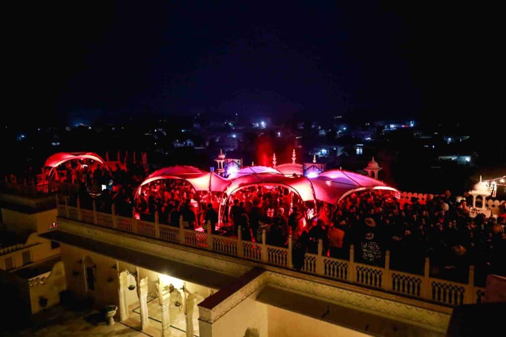 A gig on the rooftop of Alsisar Mahal during Magnetic Fields 2019. Photo: Munbir Chawla