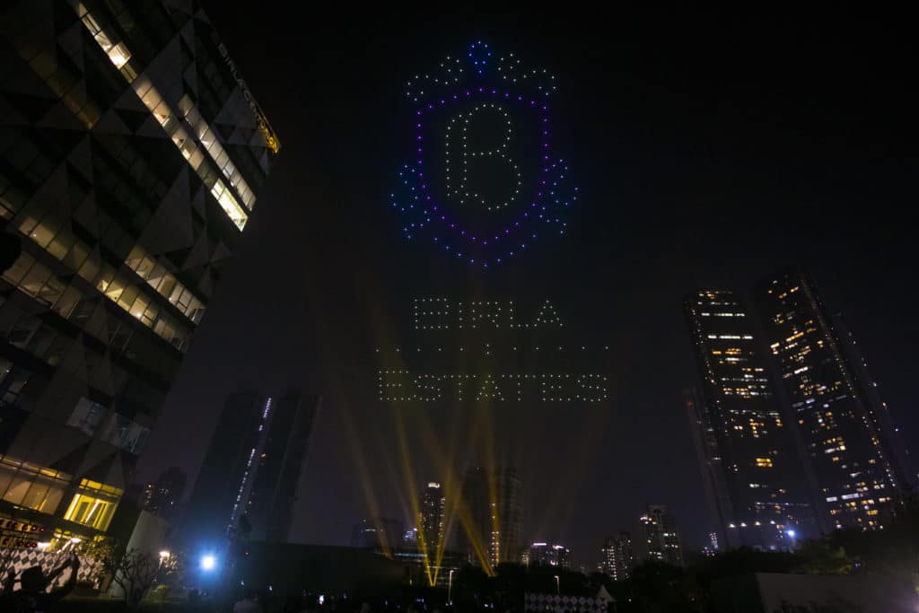 A shot of the drone show at the Niyaara Launch by Birla Estates. Photo: Hyperlink Brand Solutions