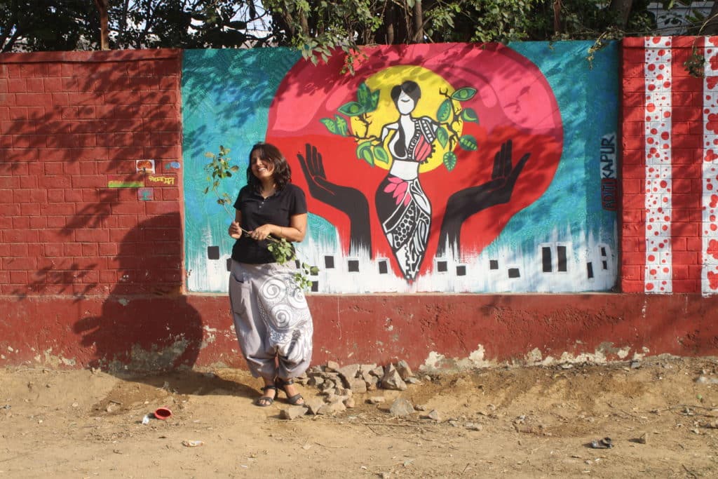 Shikha Agarwal with her artwork at LFSA Gurugram 2021. Photo: Wicked Broz
