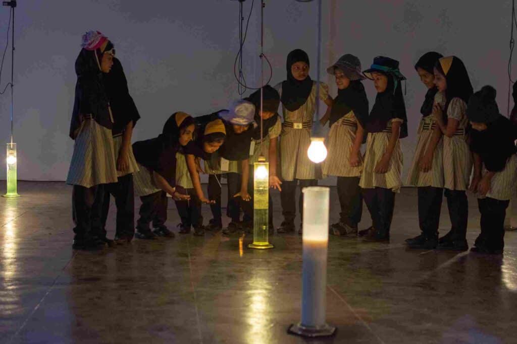 Student visits at the Kochi Muziris Biennale, 2018. Photo: Kochi Biennale Foundation