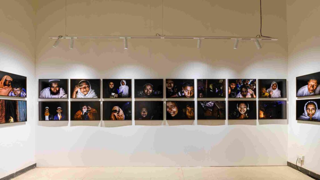 Young Subcontinent Sightlines, curated by Riyas Komu. Installation view of Peace be with You by Minazayar Oo. Serendipity Arts Festival 2018