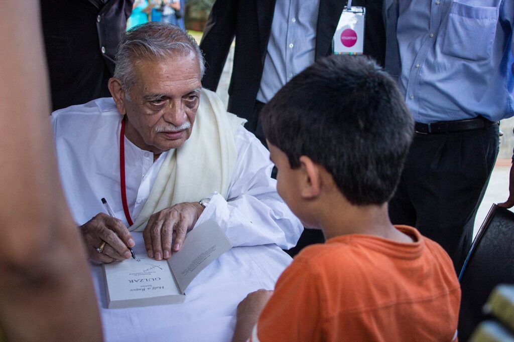 Poet, lyricist Gulzar at the Bangalore Literature Festival. Photo: Festival team - Bangalore Literature Festival