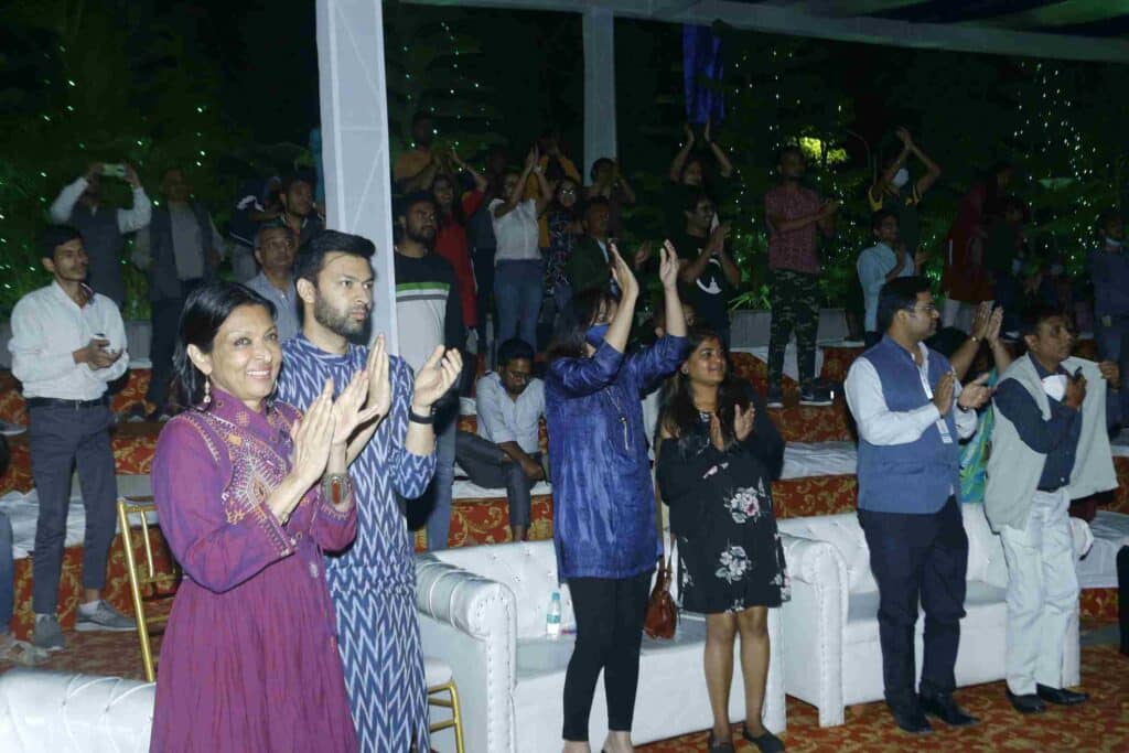 Indian classical dancers Mallika Sarabhai and Revanta Sarabhai performing at the Tata Steel Jharkhand Literary Meet. Photo: Gameplan Sports