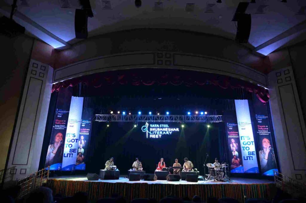 Singer Sonam Kalra and her band performing at the Tata Steel Bhubaneswar Literary Meet. Photo: Gameplan Sports