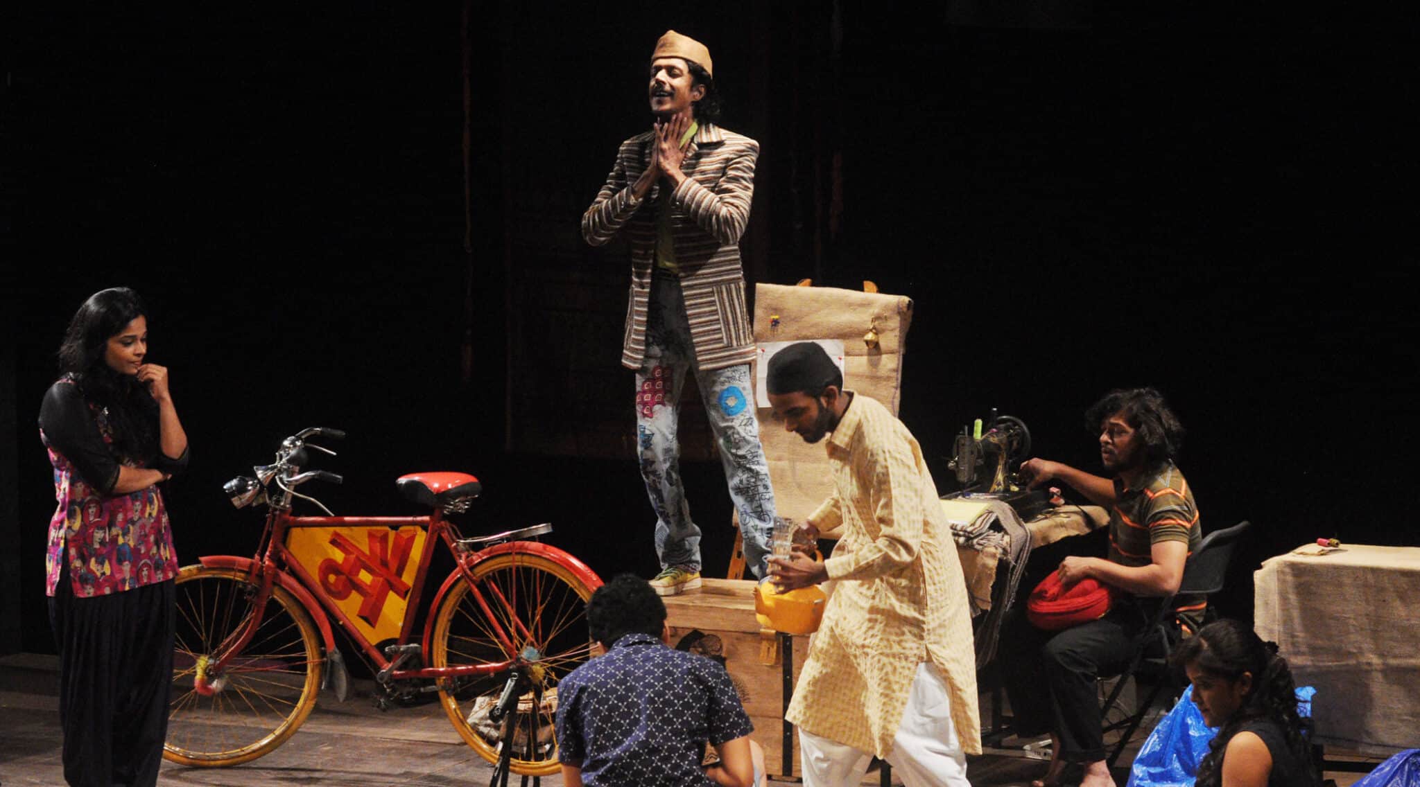 Artists during the performance in Marathi Play Sindhu Sudhakar Rum Ani Itar at Pratibimb Marathi Natya Utsav at Experimental Theatre, NCPA. Photo: Narendra Dangiya/NCPA Photos