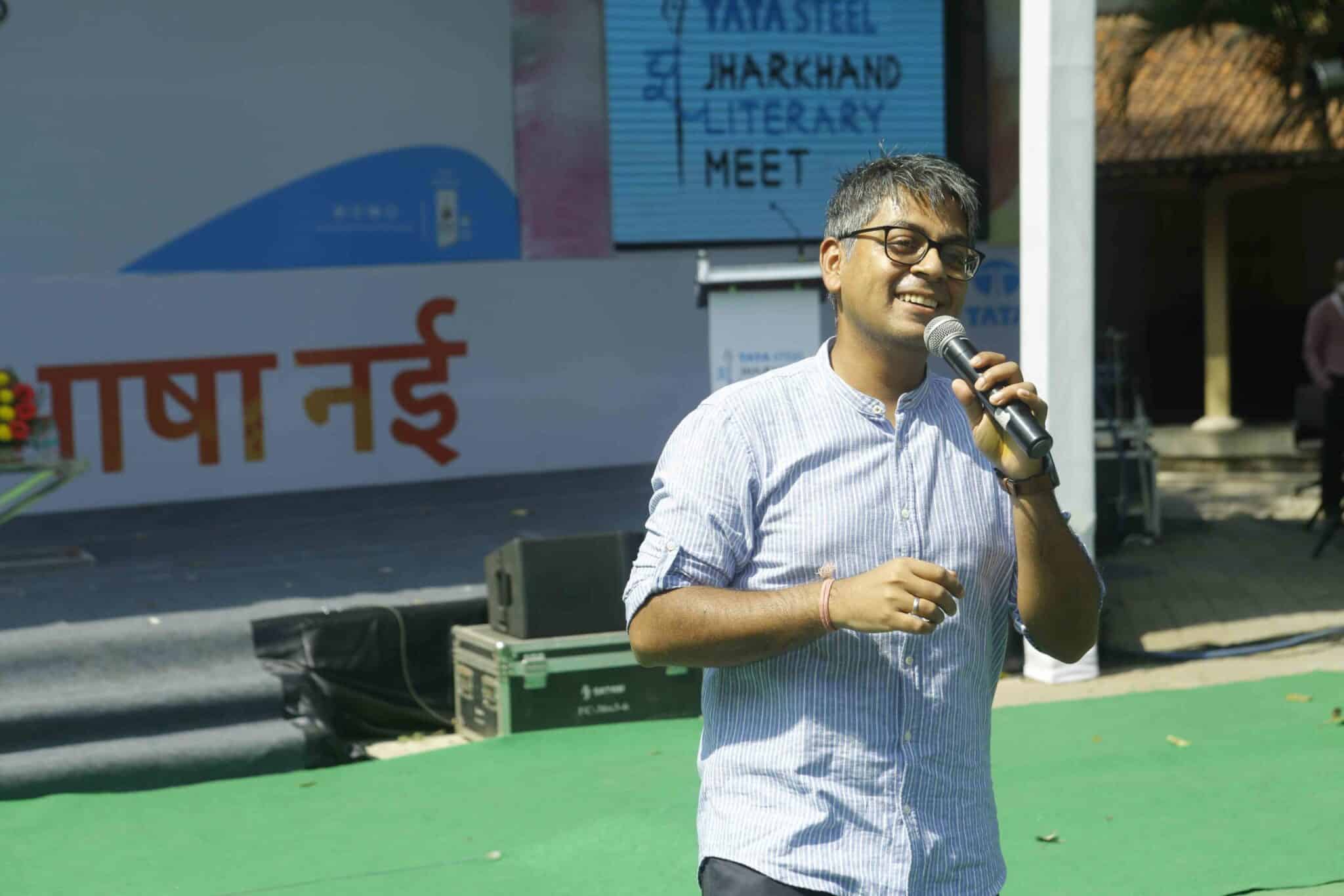 Performance by stand-up comedian Abijit Ganguly at Tata Steel Jharkhand Literary Meet. Photo: Gameplan Sports