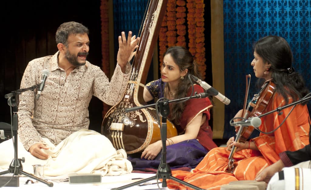 Carnatic classical music vocalist T. M. Krishna performs at the 2018 edition of NCPA Bandish: A Tribute to Legendary Composers. Photo: Narendra Dangiya/NCPA Photos
