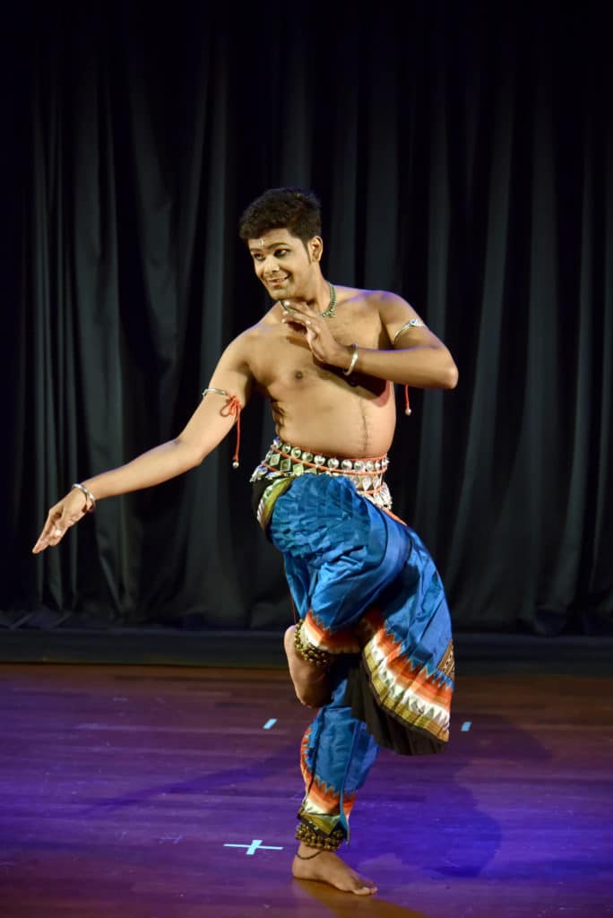 Odissi dancer Vinod Kevin Bachan performing at the Raindrop Festival of Indian Classical Dance. Photo: Suresh Muraleedharan for SamVed Society for Performing Arts