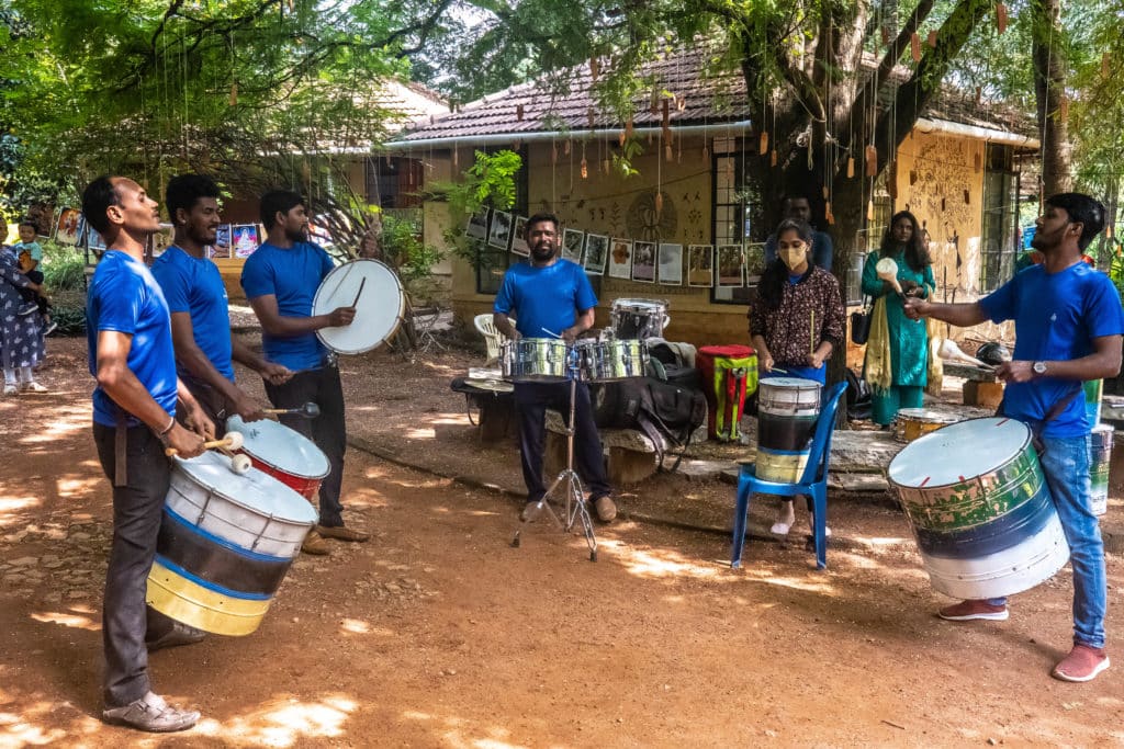 Djembe Balu set the mood with their folk music performance at the festival. Photo: Visthar