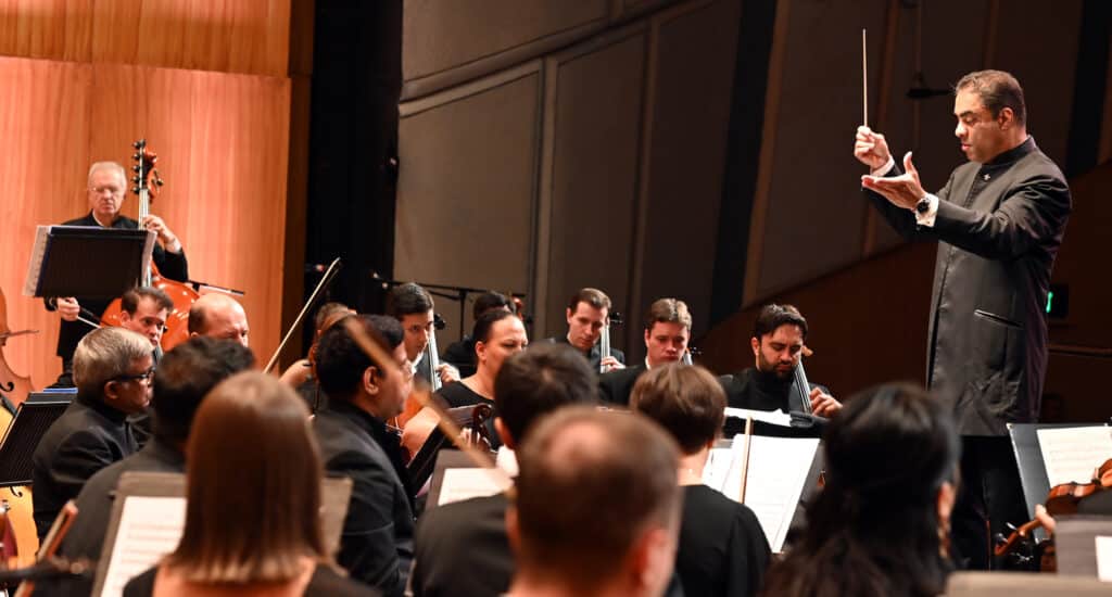 Zane Dalal conducts a concert for the Symphony Orchestra of India Spring 2020 Season, at the National Centre for the Performing Arts' Jamshed Bhabha Theatre. Photo: Narendra Dangiya / NCPA