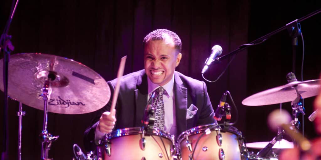 Drummer Darrell Smith of the Dal Segño Trio at NCPA International Jazz Festival 2019. Photo: NCPA Photos