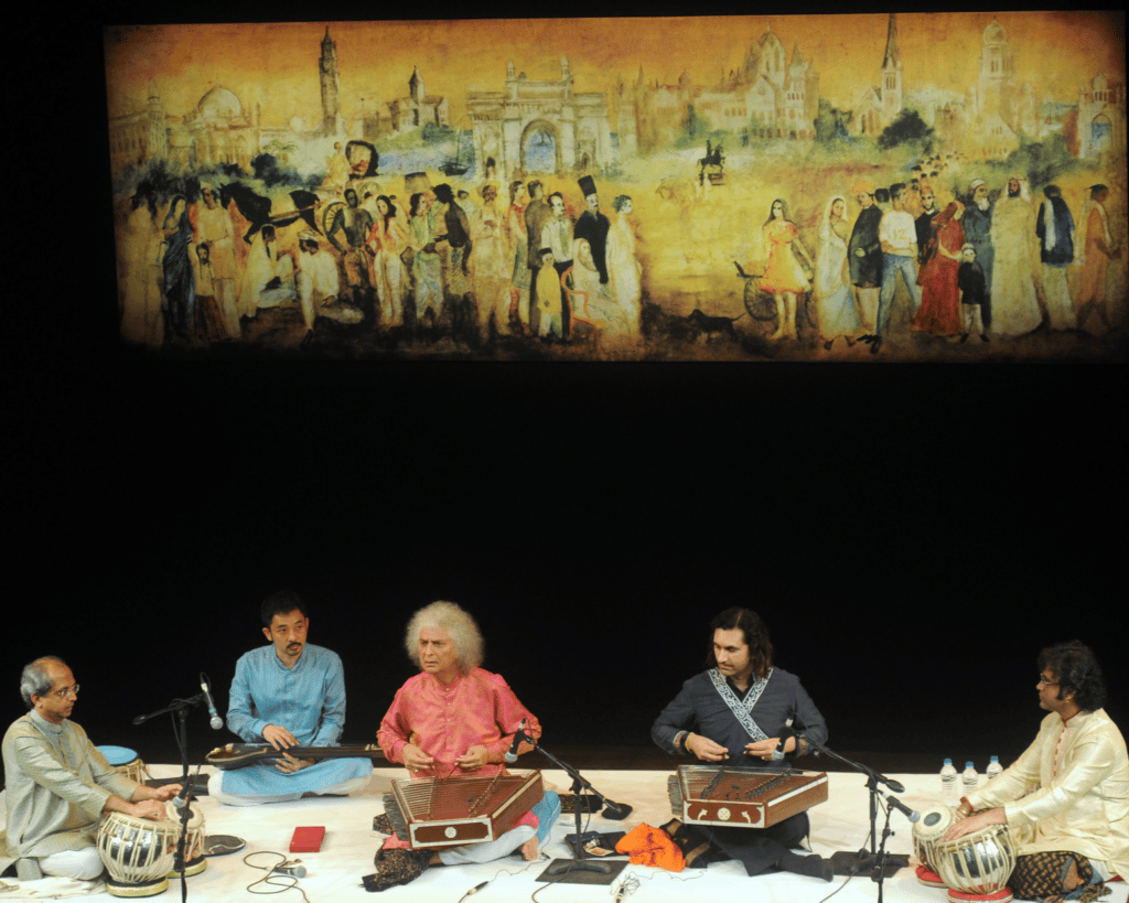 Shivkumar Sharma with his son Rahul Sharma performing at Citi-NCPA Aadi-Anant. Photo: NCPA